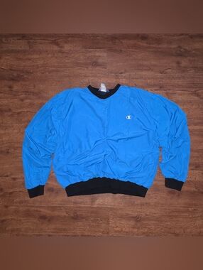 Champion Men's Bright Blue Crewneck Pullover with Black Trim